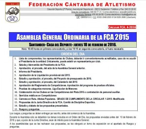 Asamblea General Ordinaria FCA @ Santander | Cantabria | España
