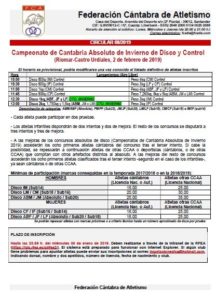 Campeonato de Cantabria Absoluto de Invierno de Disco y Controles de Peso @ Estadio Riomar, Castro Urdiales