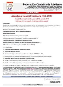 Asamblea General Ordinaria FCA @ Casa del Deporte, Santander