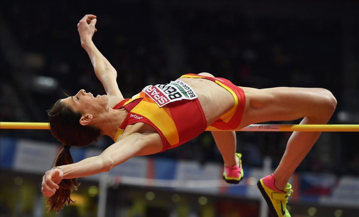 Spain s Ruth Beitia competes in the women s high jump final at the 2017 European Athletics Indoor Championships in Belgrade on March 4 2017 AFP PHOTO Andrej ISAKOVIC