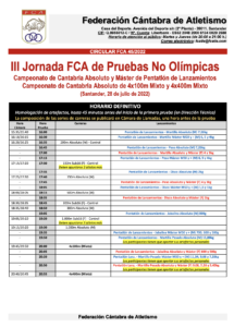 III Jornada FCA de Pruebas No Olímpicas / Campeonato de Cantabria de Pentatlón de Lanzamientos y Relevos Mixtos @ Santander, Cantabria