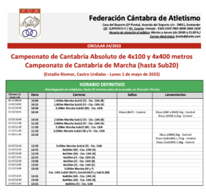 Campeonato de Cantabria Absoluto de 4x100 y 4x400 metros / Campeonato de Cantabria de Marcha (Hasta Sub20) @ Castro Urdiales, Cantabria