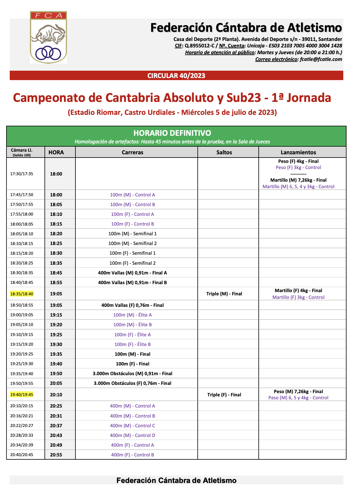 Campeonato de Cantabria Absoluto y Sub23 - 1ª Jornada @ Castro Urdiales, Cantabria