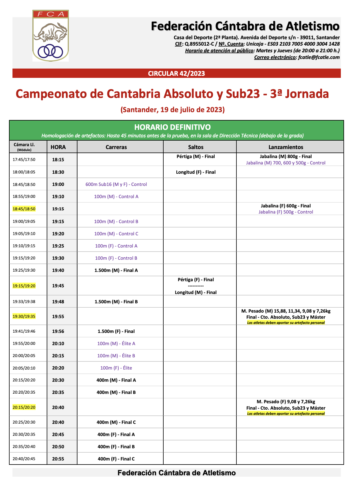 Campeonato de Cantabria Absoluto y Sub23 - 3ª Jornada @ Santander, Cantabria
