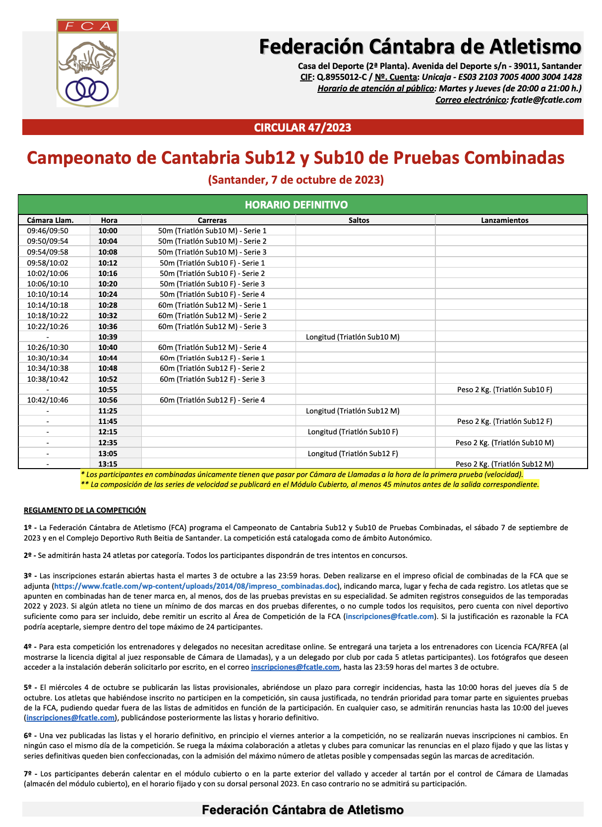 Campeonato de Cantabria Sub12 y Sub10 de Pruebas Combinadas @ Santander, Cantabria