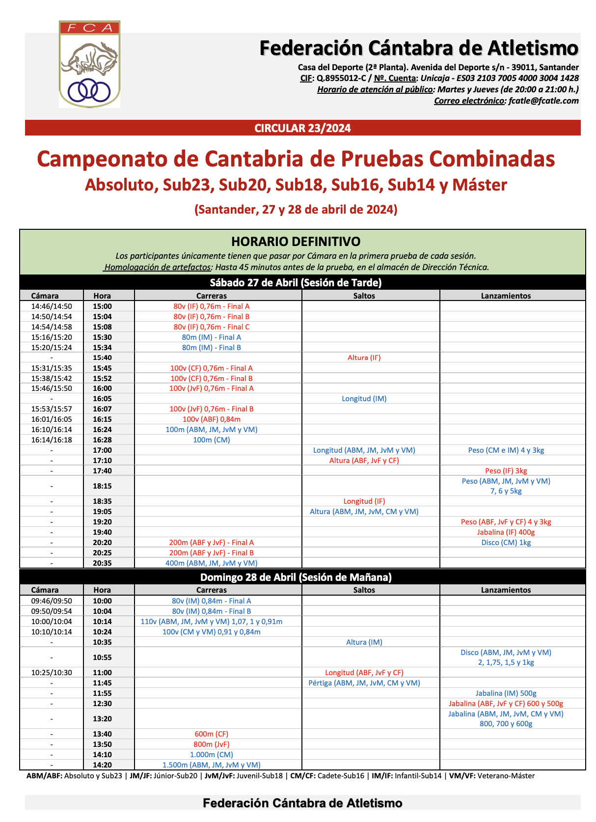 Campeonato de Cantabria de Pruebas Combinadas @ Santander, Cantabria