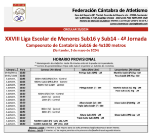 XXVIII Liga Escolar de Menores - 4ª Jornada / Campeonato de Cantabria Sub16 de 4x100 metros @ Santander, Cantabria